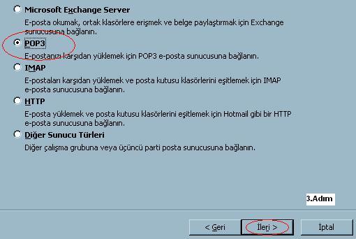 Outlook Hesap Olu�turma 3.Ad�m